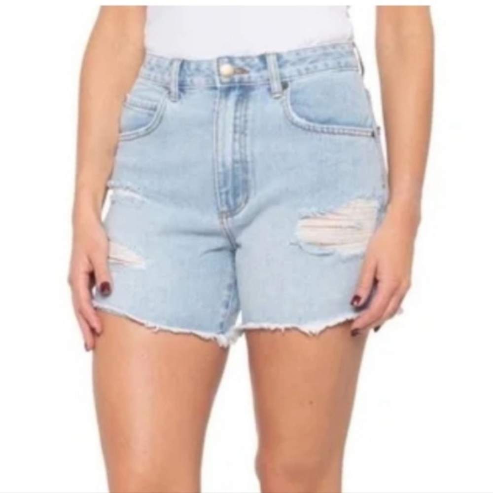NWT Billabong How Bout Light Blue Distressed Denim Shorts Size 28
